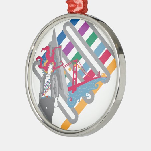 San Francisco scène Metalen Ornament (Links)