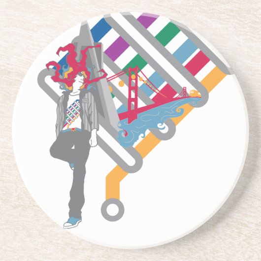 san francisco scene zandsteen onderzetter (Voorkant)