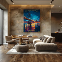 San Francisco Silhouet bij Schemering Poster – Rom