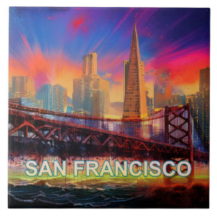 San Francisco Silhouette Kunst Tegeltje