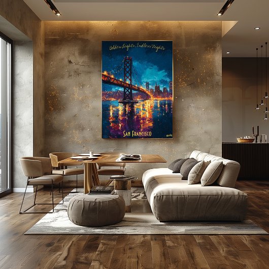 San Francisco Skyline à Dusk Poster - Romantique