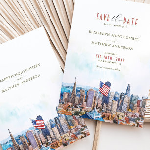 San Francisco Skyline Bewaar de datum Bestemming Kaart