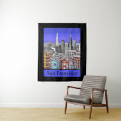 San Francisco Skyline Colored Line Art Wandkleed (In situ)