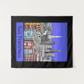 San Francisco Skyline Colored Line Art Wandkleed (Voorkant (horizontaal))