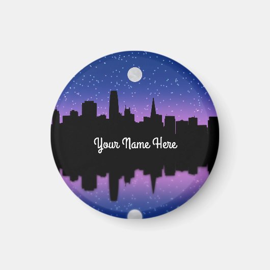 San Francisco Skyline Drawing #1 Round Magnet Magneet (Voorkant)