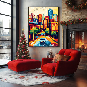 San Francisco Skyline en Golden Gate in Favist Poster