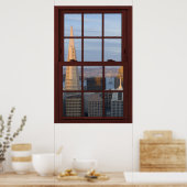 San Francisco Skyline Faux Cherry Wood Window Poster (Keuken)