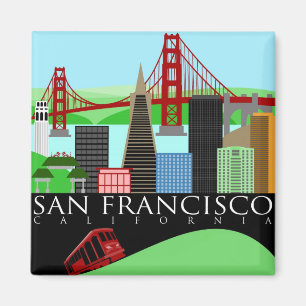 San Francisco Skyline Illustration Magnet Magneet