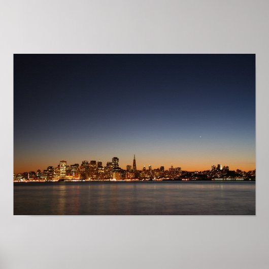 San Francisco Skyline op Sunset Poster (Voorkant)