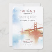 San Francisco Skyline Waterverf De datum opslaan Kaart (Voorkant)