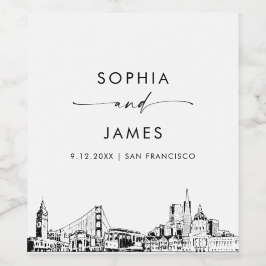 San Francisco Skyline Wijn Etiket (Enkel label)