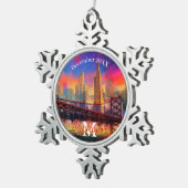 San Francisco Snowflake Pewter Kerstversiering Tin Sneeuwvlok Ornament (Rechts)