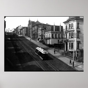 San Francisco Straat met Cable Car 1901 Poster