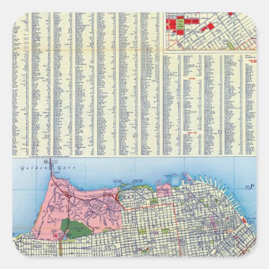 San Francisco Street Map Vierkante Sticker (Voorkant)