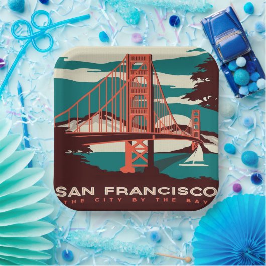San Francisco Style Golden Gate Bridge Papieren Bordje (Feest)