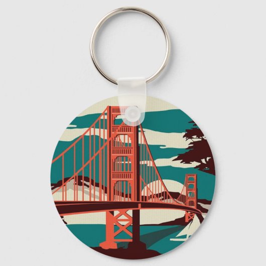 San Francisco  Style Golden Gate Bridge Sleutelhanger (Voorkant)