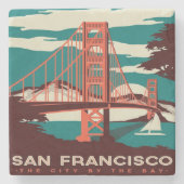San Francisco Style Golden Gate Bridge Stenen Onderzetter (Voorkant)