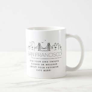 San Francisco Stylized Skyline   Aangepaste slogan Koffiemok