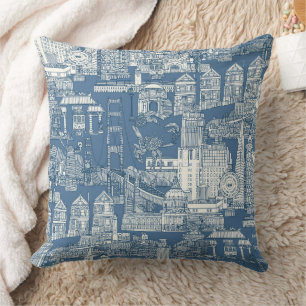 San Francisco toile kobalt denim Kussen