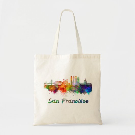 San Francisco V2 skyline in waterverf copia Tote Bag (Voorkant)