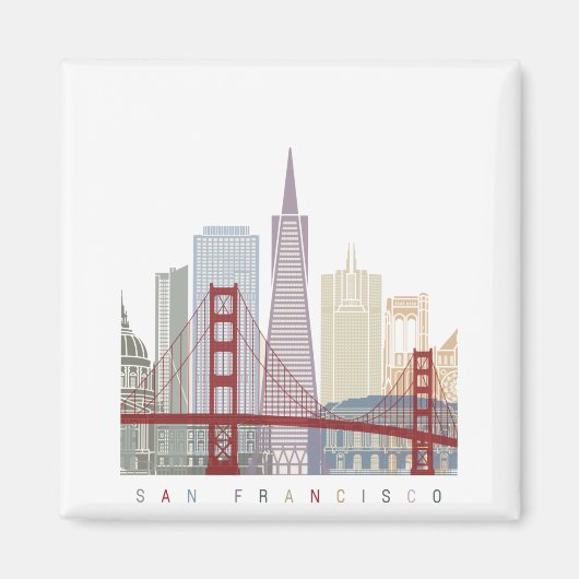 San Francisco v2 skyline poster Magneet (Voorkant)