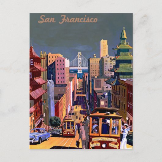 San Francisco Vintage Travel Briefkaart (Voorkant)