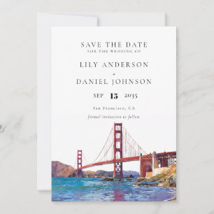 San Francisco Watercolor Bestemming Trouwen Save The Date