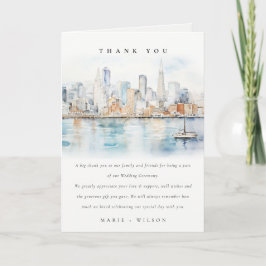 San Francisco Watercolor Landscape Wedding Bedankkaart