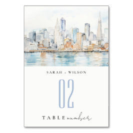 San Francisco Watercolor Landscape Wedding Kaart