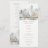San Francisco Watercolor Landscape Wedding Program Kaart (Voorkant / Achterkant)