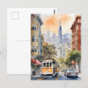 San Francisco waterverf kunst Briefkaart