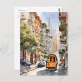 San Francisco waterverf kunst Briefkaart (Voorkant / Achterkant)