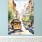 San Francisco waterverf kunst Canvas Afdruk (Insitu (Houten vloer))