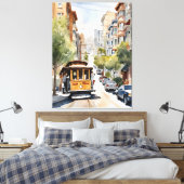 San Francisco waterverf kunst Canvas Afdruk (Insitu (Slaapkamer))