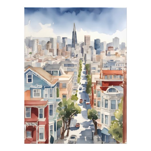 San Francisco waterverf kunst Foto Afdruk (Voorkant)