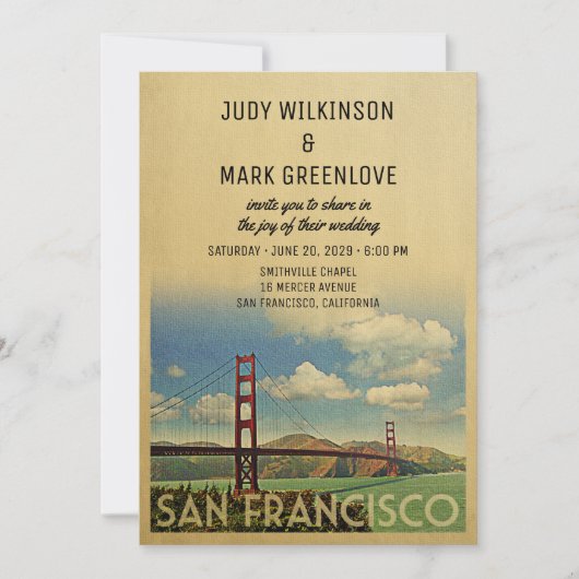 San Francisco Wedding Invitation Golden Gate Kaart (Voorkant)