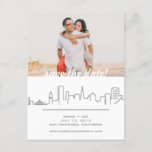 San Francisco Wedding Save the Date met foto Aankondigingskaart