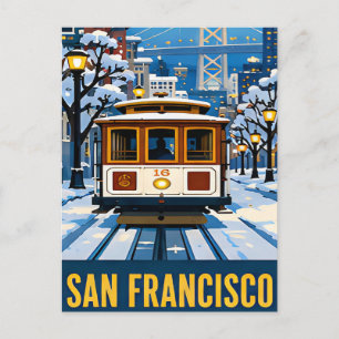 San Francisco Winter Kabeltram Californië Briefkaart