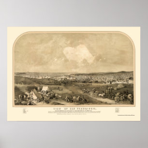 San Francsico, CA Panoramic Map - 1851 Poster