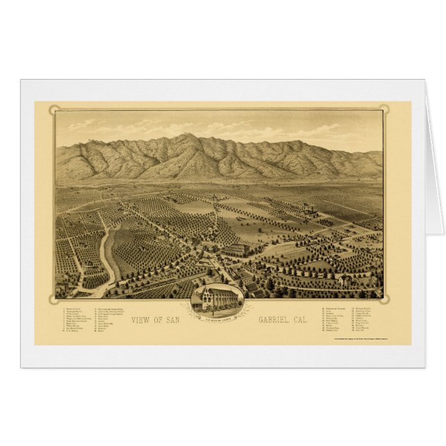 San Gabriel, CA Panoramic Map - 1893 (Voorkant Horizontaal)