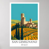 San Gimignano Italië Vintage Reis Kunst