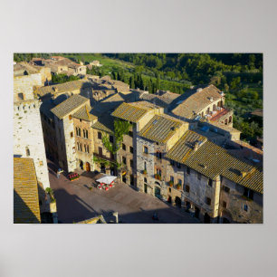 San Gimignano Oude Stad, Siena, Toscane, Italië 2 Poster
