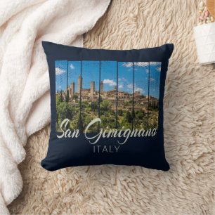 San Gimignano Toscane Italië Vintage panoramisch U Kussen