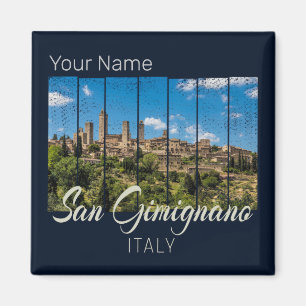 San Gimignano Toscane Italië Vintage panoramisch U Magneet