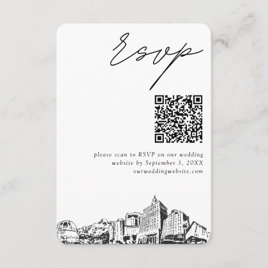 San Jose Bruiloft Moderne RSVP QR Code Informatiekaartje (Voorkant)