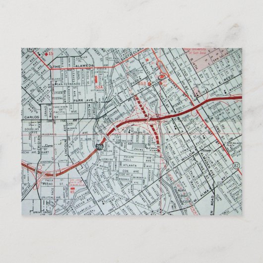 SAN JOSE, CA  Map Briefkaart (Voorkant)