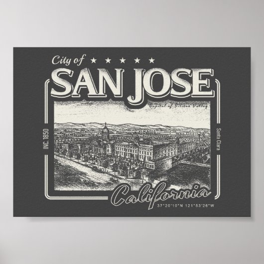 SAN JOSE CALIFORNIA VINTAGE POSTER (Voorkant)