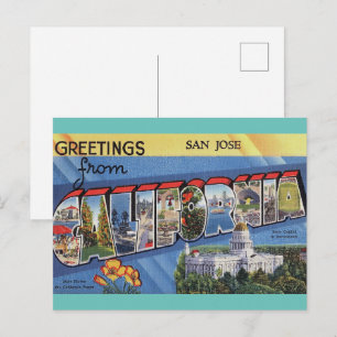 San Jose, Californie Carte Postale de Voyage Vinta