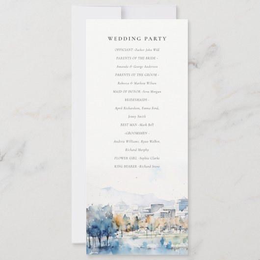 San Jose, Californie Programme de mariage aquarell (Dos)