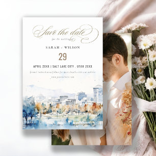 San Jose, Californië Waterverf Fotobruiloft Save The Date